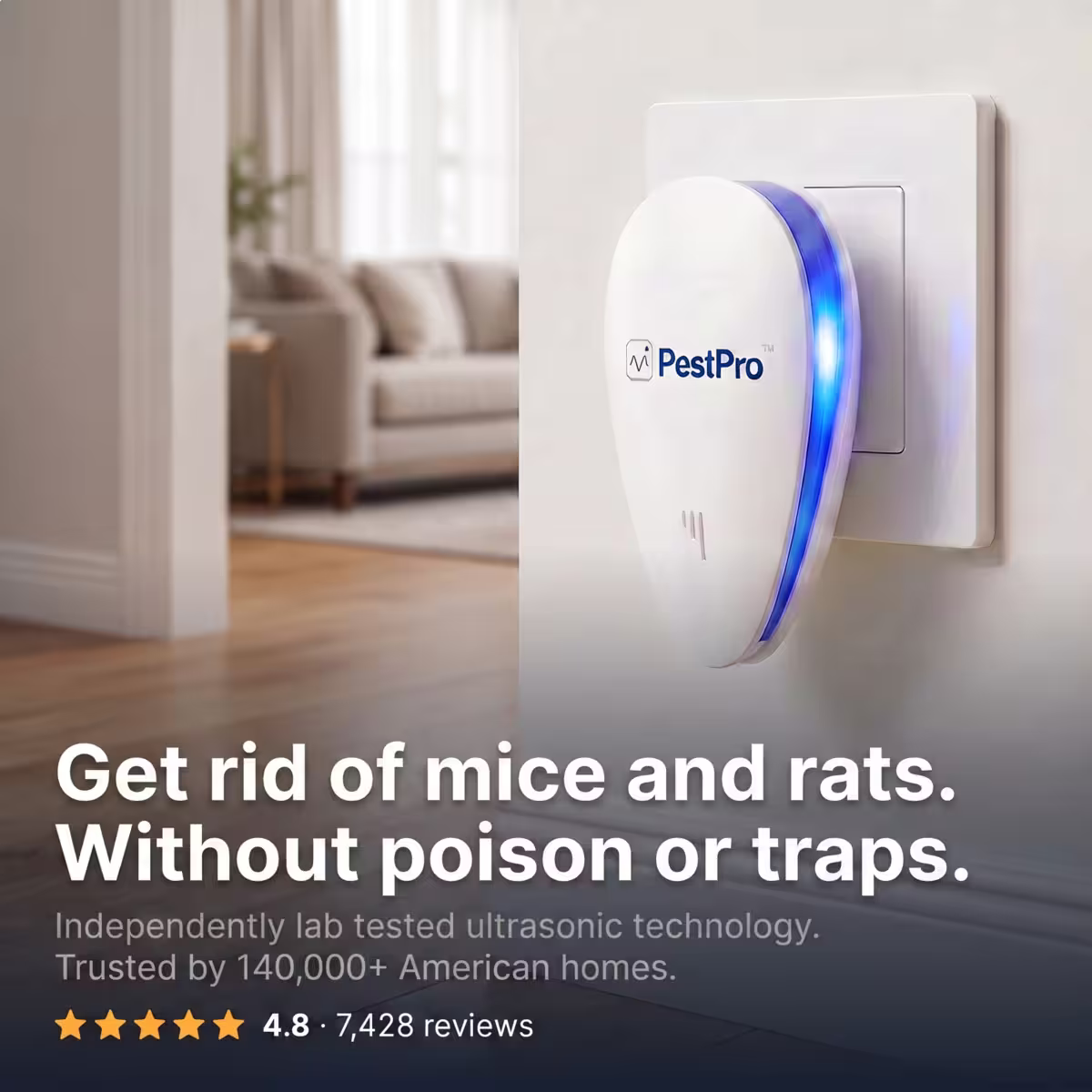 PestPro™ Ultrasonic Pest Repeller - Rodents & 14 other pests